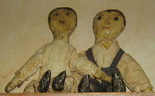 Image: 2 Antique Folk Art Dolls
